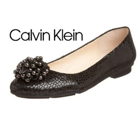 Calvin Klein Shoes - Calvin Klein Mackenzi Sparkle Bronze Leather Embellished Beaded Loafers